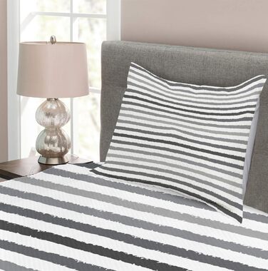 Смугастий комплект покривала, сіро-білий гранж, комплект з наволочками Clear Colors, для двоспальних ліжок 220 x 220 см, White Grey (170 см x 220 см, Multi 1)