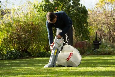 IKRA 74204030 Електричний 3-в-1: пилосос для листя, повітродувка, подрібнювач листя IBV 2800 E, об'єм контейнера 45л, швидкість повітря 275 км/год, 2800 Вт, 230 В, сірий/червоний/чорний