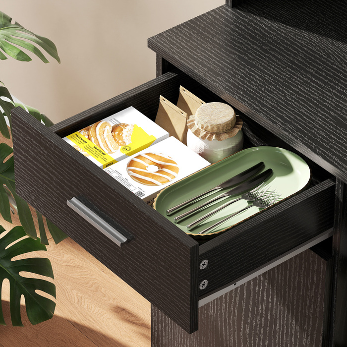 Буфет-шафа з ящиком, з доводчиками на дверцятах, 80 x 35 x 180 см, чорний