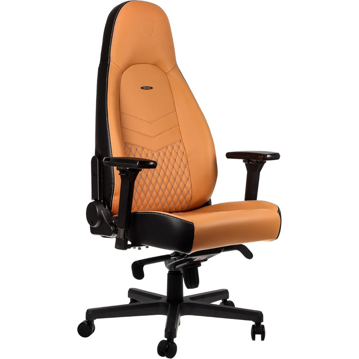 Noblechairs ICON Cognac/Schwarz: Ігровий крісло з екошкіри, 150 кг, ергономічний офісний крісло з підлокітниками