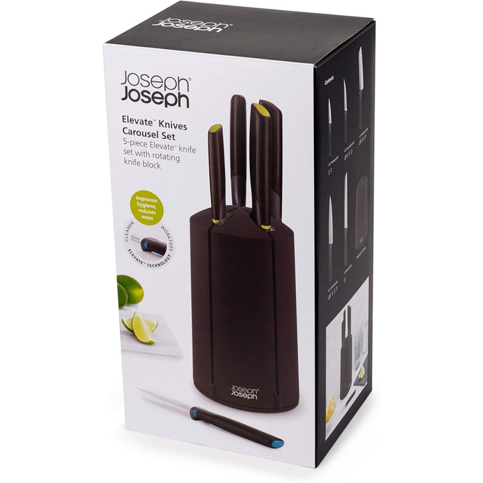 Набір ножів Joseph Joseph Elevate, 5 штук, поворотний, з японської сталі, чорний, багатобарвний
