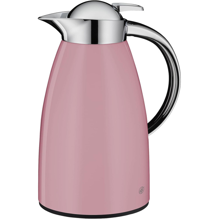 Термос Alfi SIGNO 1.0л, сатиновий сріблястий, з нержавіючої сталі з гігієнічним скляним вкладишем, кришкою з поворотним механізмом та зручною кнопкою, ергономічна ручка, для використання однією рукою, ідеальний для кави та чаю (Romantic Rose Mat)