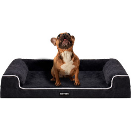 Ортопедичне ліжко для собак HMTOPE, диван для собак, надм'який поролон, знімний і миється, нековзний підлогу, подушка для собак, кошик для собак, Сірий, 91 см м (91 68 20 см)