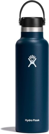 Пляшка для води HYDRO FLASK-пляшка для води з вакуумною ізоляцією з нержавіючої сталі - спортивна пляшка з герметичною кришкою-Термос можна мити в посудомийній машині-стандартний отвір- (індиго, 621 мл (21 Унція))