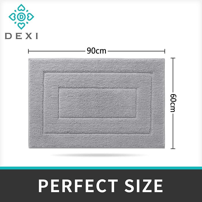 Килимок для ванної DEXI нековзний м'який килимок для ванної Водопоглинаючий килимок для ванної можна прати в пральній машині Килимки для ванної кімнати для душу, ванни і туалету- (60 х 90 см, світло-сірий)
