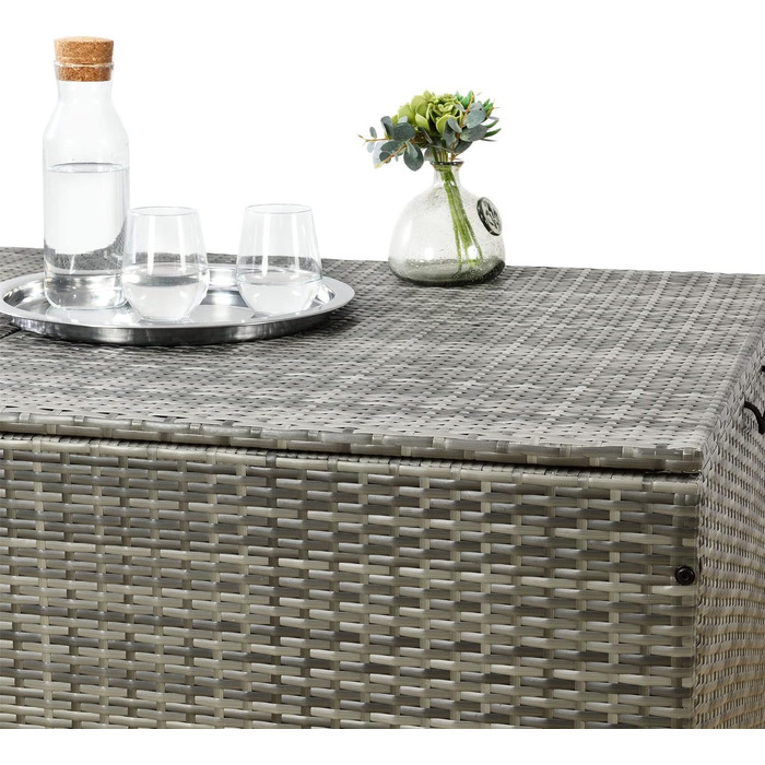 Ящик для подушок Juskys Ikaria 950 л з кришкою та автоматичним підйомним механізмом, сірий - для саду 145x82x79 см