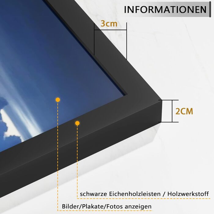 Набір фоторамок 50x70 см (3 шт.) Чорні, дерев'яні рамки для фото, картин, постерів 50х70 см