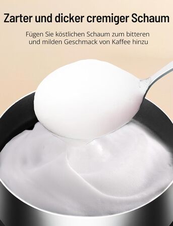 Піноутворювач молока електричний 4-в-1, Піноутворювач молока електричний для гарячого та холодного, Тепле молоко, Електричний піноутворювач молока, Чорний піноутворювач молока з нержавіючої сталі