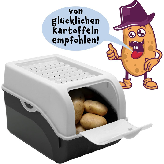 ARTECSIS Коробка для зберігання картоплі, білий колір, набір 2 шт. з кришкою, для 4 кг, з наліпками