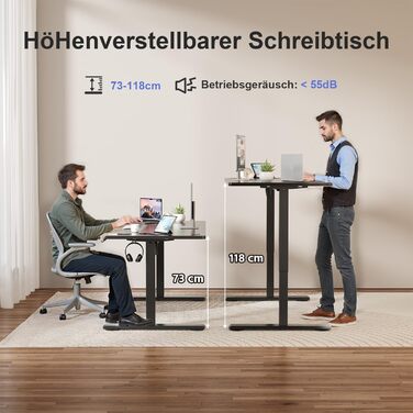 Регульований за висотою стіл JUMMICO з підйомним механізмом, пам'яттю, 110 x 60 см, чорний