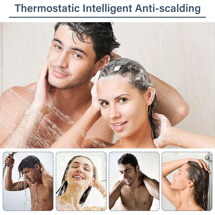 Змішувач для ванни з термостатом, настінний монтаж, для ванної кімнати (хром)