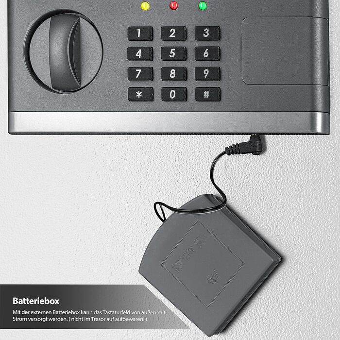 KESSER® Електронний сейф | 38x30x30 см | з батарейним відсіком | Вбудоване освітлення | Сейф для підлоги та стіни | Меблевий сейф | Сріблястий