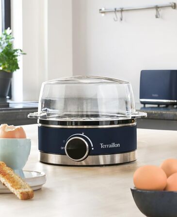 Електричний яйцеварка TERRAILLON New Moon, 7 яєць, 410 Вт, таймер, нержавіюча сталь, блакитний