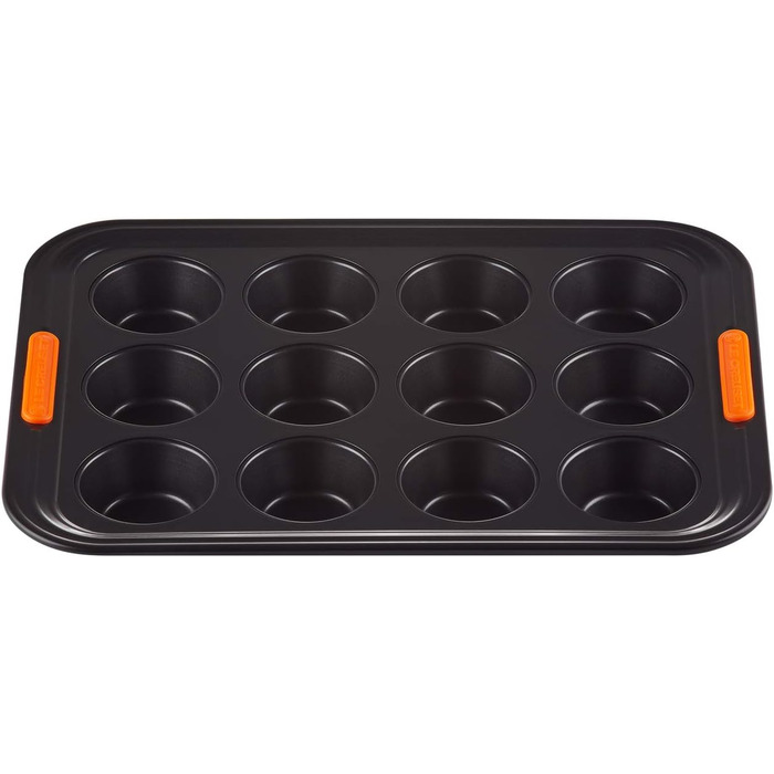 Форма для мафінів LE CREUSET з антипригарним покриттям, 12 шт., Ø 7 см, для закваски, з вуглецевої сталі, антрацит/помаранчевий