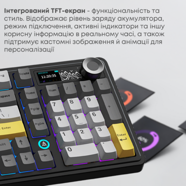 Бездротова механічна клавіатура Ajazz AK980 V2 Gift Switch V2 Black Grey Yellow (AK980-V2-G-BGY)