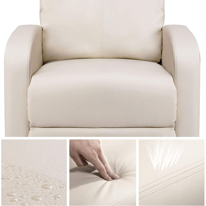Крісло-релакс Yaheetech з регулюванням спинки, штучна шкіра, бежеве для вітальні, спальні, домашнього кінотеатру