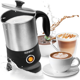 Автоматичний піноутворювач молока Duronic MF300 Контейнер 400 мл Електричний піноутворювач молока зі вставкою для перемішування Гаряча і холодна молочна пінка для кави, какао Перемішування і піноутворення