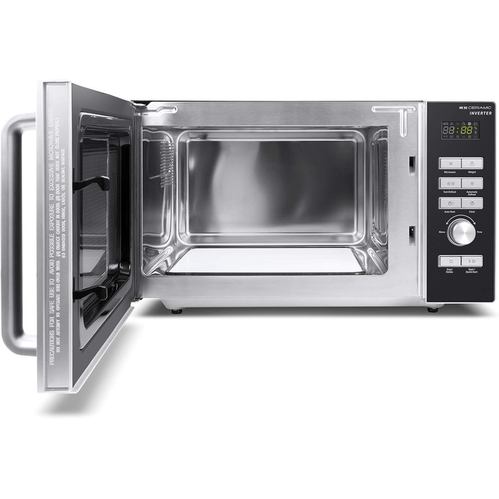 Мікрохвильова піч CASO MI 30 Ceramic Inverter, 30 л, 1000 Вт, нержавіюча сталь, срібляста - Переможець тесту Haus & Garten