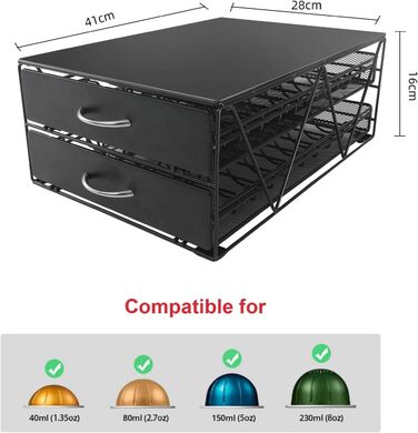 Тримач для капсул Nespresso Vertuo: органайзер для 80 капсул, металева висувна шухляда для кухні та офісу