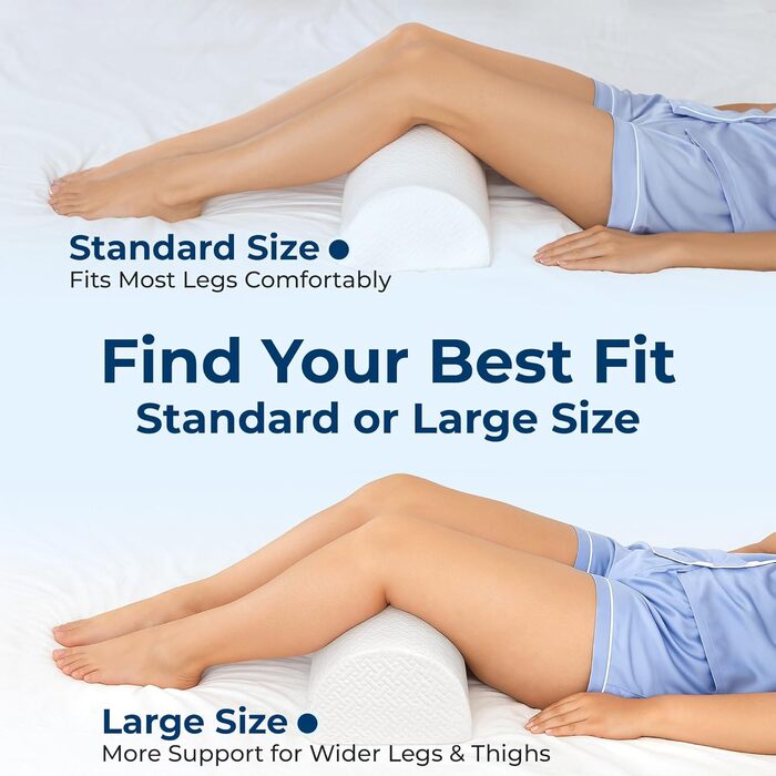 Подушка для підтримки ніг та колін 5 Star United Halbmond, преміум-меморі піна, ергономічна, для тих, хто спить на боці, 52x20x11 см, біла