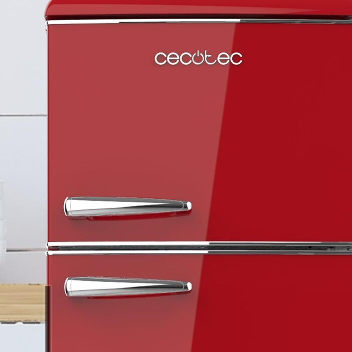 Холодильник Cecotec Bolero CoolMarket 2D Origin 86L - 89,3 x 48,7 см, 86 л, Клас E, з відділенням для льоду, підсвічуванням, червоний