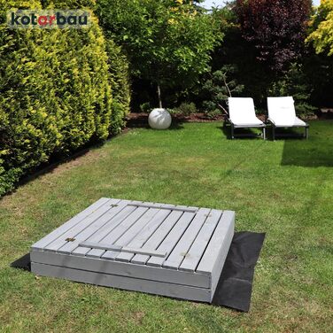 Пісочниця KOTARBAU® з кришкою, 120x120 см, дерево, з лавками