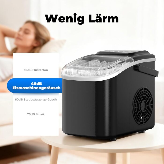 Машина для приготування льоду 12 кг/24 год, компактна модель 1,2 л, самоочищення, кошик/лопатка для льоду, 8 кубиків за 6-9 хвилин, для кухні/офісу/вечірки/дому/RV