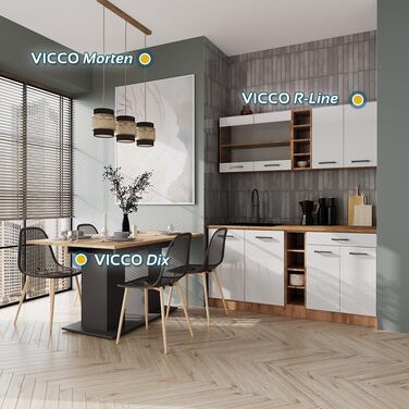 Розсувний обідній стіл Vicco Dix, 140x90 см, антрацит/дуб Золота сила