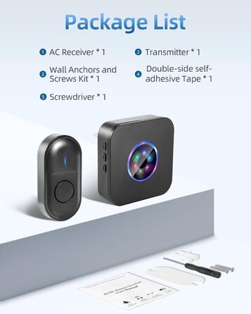 Відеодомофон з Wi-Fi та камерою, HD, 2.4G, нічне бачення, PIR-датчик руху, 2 камери, 2-сторонній аудіо, з дзвінком (1 передавач + 1 приймач)