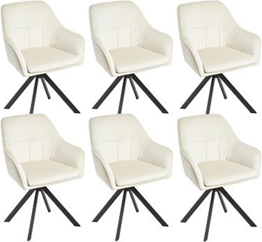 Крісла для їдальні з підлокітниками (6 шт.), кремового кольору, з металевим каркасом, для кухні, офісу