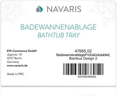 Підставка для ванни Navaris з бамбука, висувна з місцем для книг та склянок - піднос для ванни та ліжка, коричнева