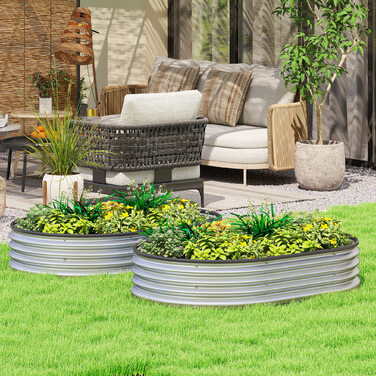 Набір з двох металевих квітників-стовпчиків 135 x 90 x 30 см, овальної форми, з гумовими стрічками