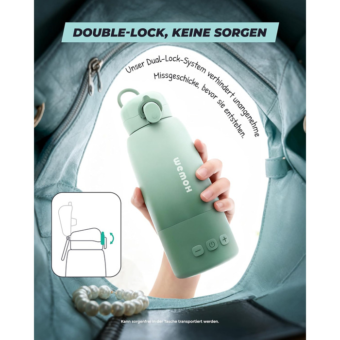 Портативний підігрівач для пляшечок Wemoh з самоочищенням, точним контролем температури, 450 мл та швидким нагрівом 100W для дитячого харчування та води