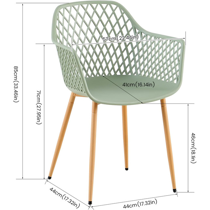 Набір садово-розслаблюючих крісел 4 шт. для тераси, балкону та саду, 120 кг, сіро-зелений