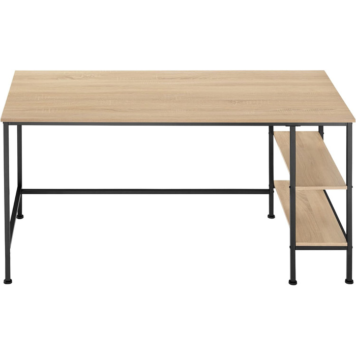 Письмовий стіл tectake з 2 полицями, комп'ютерний стіл з дерева та металу, офісний стіл в промисловому дизайні, 140 х 60 х 76,5 см, чорний металевий каркас (індустріальне дерево світле, дуб Sonoma)