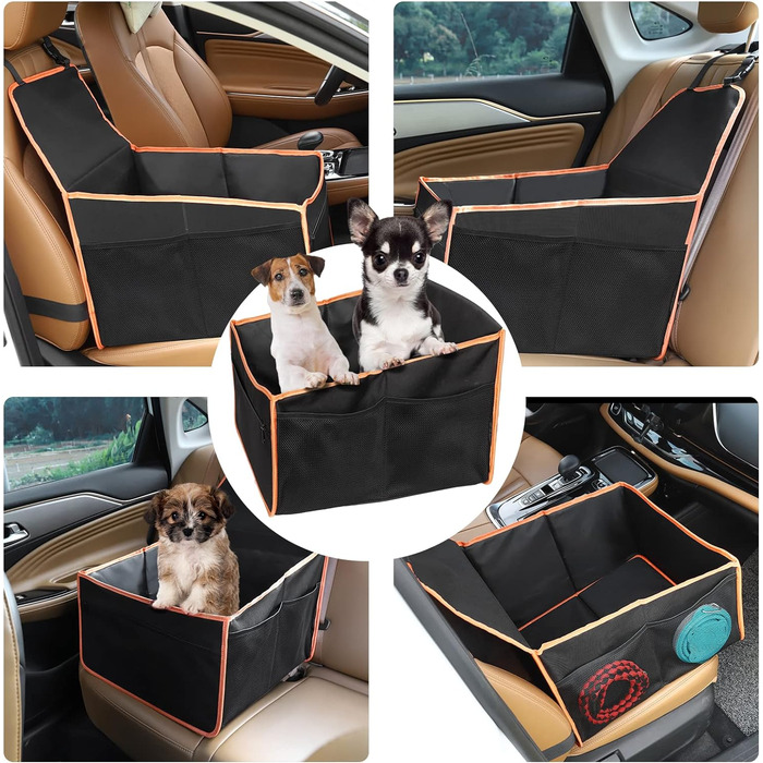 Автокрісло для собак Cinnani, стійке та водонепроникне, для собак малих та середніх розмірів, на переднє та заднє сидіння, з ременем безпеки, чорне