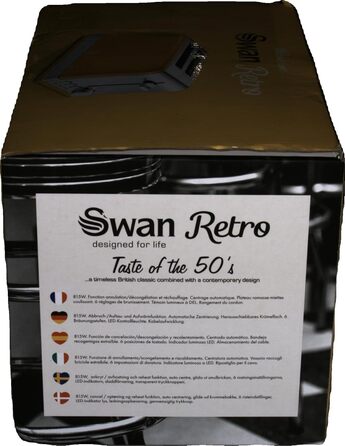 Тостер Swan Retro ST19010, 2-слотовий, широкий, 815 Вт, 6 режимів, нержавіюча сталь, жовтий, ретро-дизайн, розморожування, підігрів, скасування