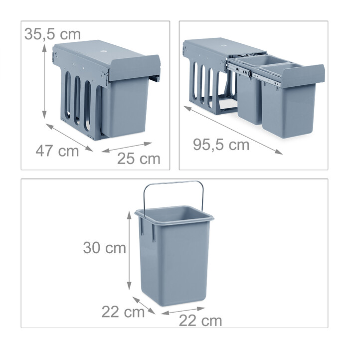 Кухня з вбудованим відром для сміття Relaxdays 2x 8 літрів