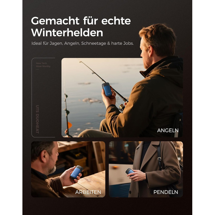Електричний грівець для рук OCOOPA UT5 DuoHeat (синій): миттєве нагрівання, 8 годин роботи, для кемпінгу, полювання, подорожей, подарунок для чоловіків