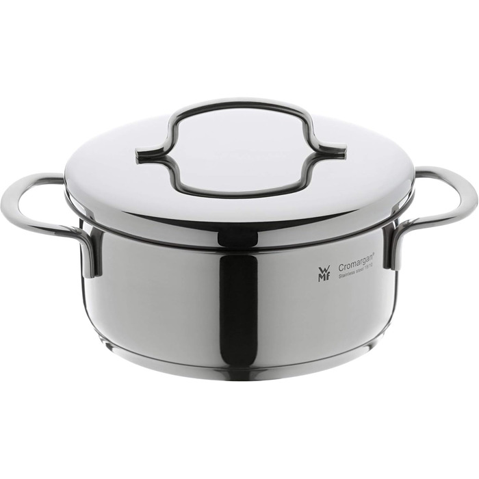 Пароварка WMF Mini з металевим кришкою, 1,5л, Cromargan нержавіюча сталь, індукція, стаціонарна, для невеликих порцій, ідеальна для одноосібних домогосподарств, овочевий набір (каструля для запікання, 14 см)