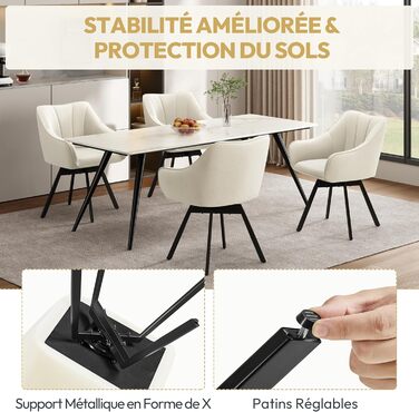 Набір з 2-х обертових кухонних стільців Yaheetech з підлокітниками та металевими ніжками, бежевий