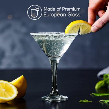 Набір мартіні склянок CRYSTALIA Premium, 4 шт, 175 мл, без свинцю, 175 мл, для коктейлів, Cosmopolitan, підходить для миття в посудомийній машині
