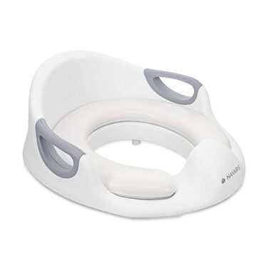 Насадка на унітаз Navaris для дітей (12 міс - 7 років) з антиковзним покриттям, ручками та захистом від бризок - біла