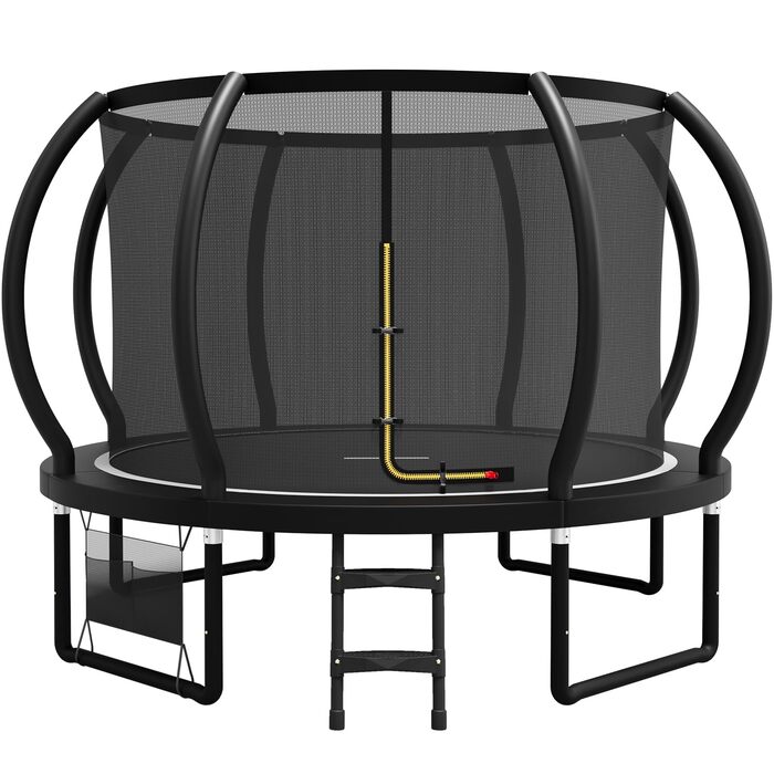 Батут садовий Flamaker Ø305 см з захисною сіткою, каркас сталевий, до 150 кг, для дітей та дорослих, чорний
