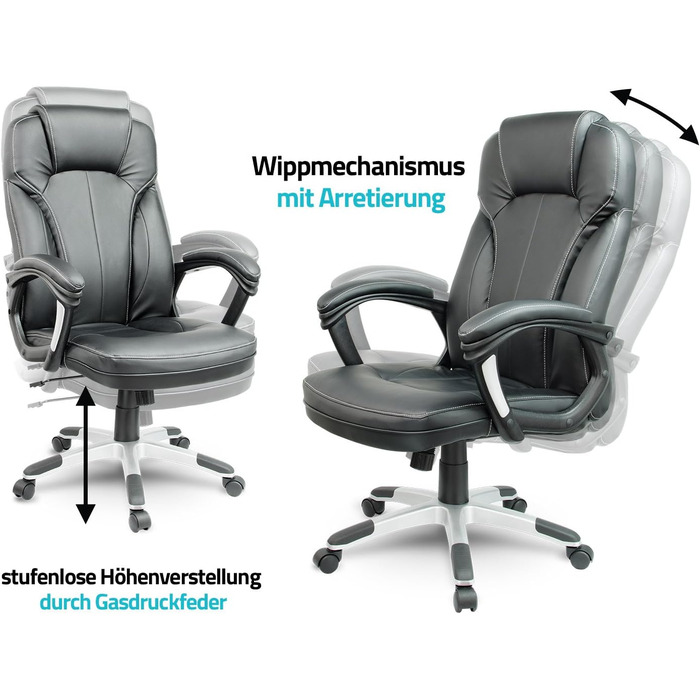 Офісне крісло Sofotel: регульована висота, Tilt механізм, підлокітники, підголовник, чорний колір, штучна шкіра