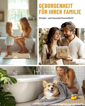 Набір килимків для ванної кімнати, антиковзаючі, бохо-стиль, 2 шт. (51x120 см + 41x61 см), коричнево-білі