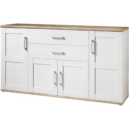 Тумба-консоль Stella Trading ROMANCE в стилі кантрі, матеріал: осика, колір: горіх/дуб Сан Ремо, 186 x 100 x 46 см. Велика тумба для вітальні з великим об'ємом зберігання.