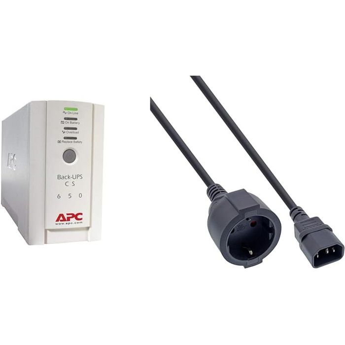 ДБЖ APC Back-UPS CS - BK650EI - джерело безперебійного живлення 650 ВА (4 виходи IEC, захист від перенапруг) (вихідна потужність 650 ВА, комплект з кабелем, 1 м)