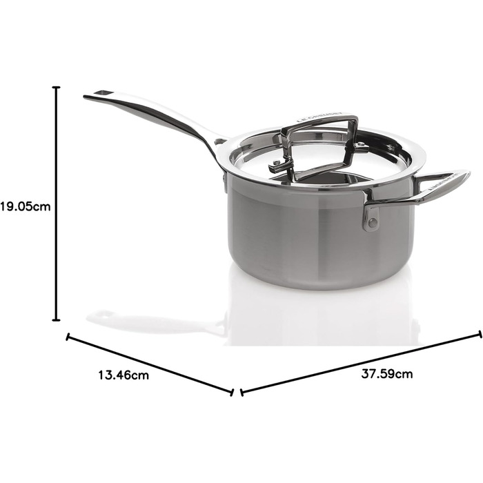 Каструля Le Creuset з нержавіючої сталі з кришкою, Ø 16 см, для всіх типів плит (включаючи індукцію), срібна