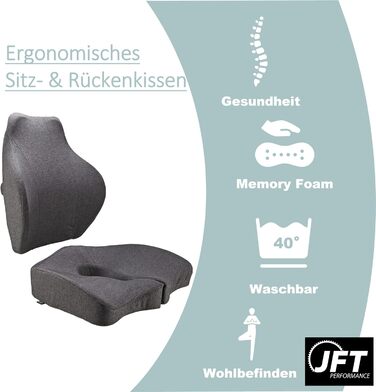 Набір ергономічних подушок JFT Performance: комплект сидіння та спинки для здорової спини та комфортного сидіння